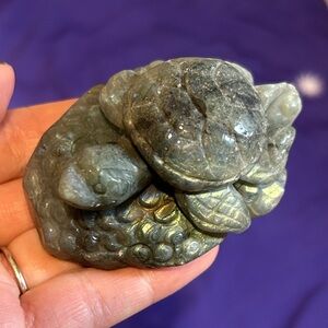 Labradorite Sea Turtle Crystal Figurine with flash